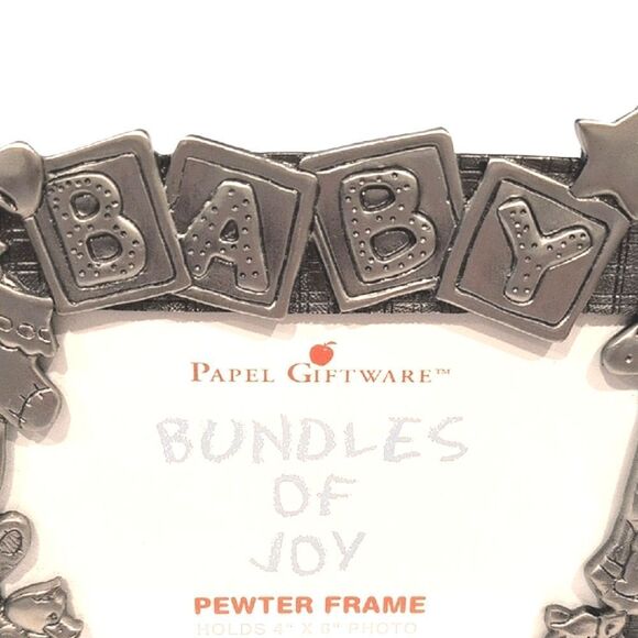 Papel Giftware "Bundles of Joy" Pewter Baby Photo Picture Frame Vintage - Picture 4 of 11
